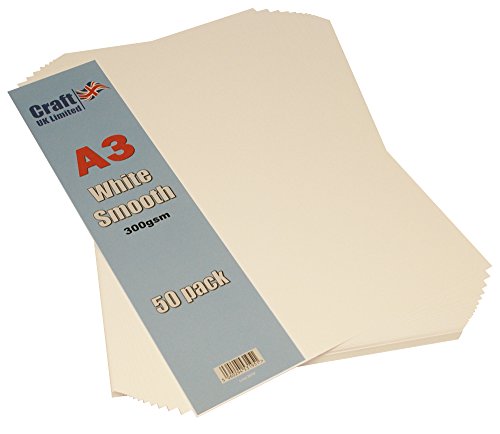 Craft UK Papier 2010, A3, 300 g/m², glatt, Weiß, 50 Blatt von Craft UK Limited