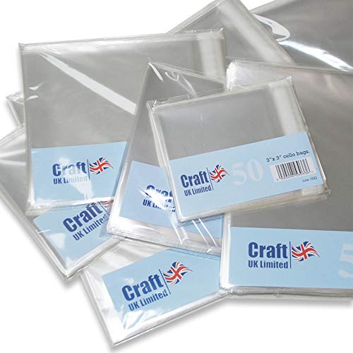 Unbekannt UK 1019 Zellophanbeutel, 10,2 x 10,2 cm, 50 Stück farblos von Craft UK