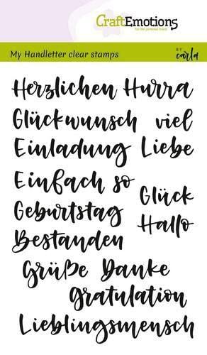 CraftEmotions Silikon Stempel Set A6 16tlg. - Handschrift - versch. Wörter von CraftEmotions