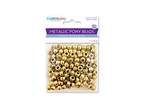 CraftMedley BD240A Metallische Pony-Perlen, 9 x 6 mm, goldfarben, Gold, Small von Craft Medley