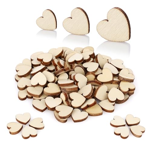 CraftWerk Mini Holz Herzen 100er Pack - Kleine Deko für Hochzeit, Taufe, Geburtstag - Holzherzen Streudeko und Tischdeko 12 mm von CraftWerk