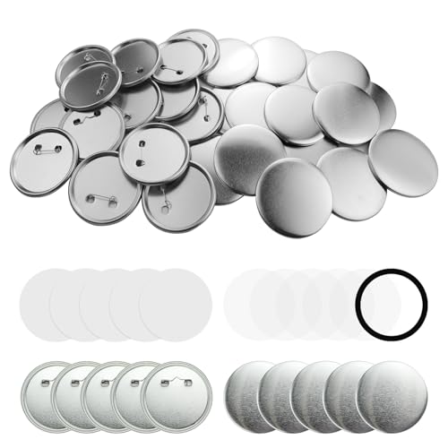 Knopfteile für Knopfmacher, 75 mm, Metall, blanko, runde Abzeichenteile mit transparenter Folie, blanko Papier und Dichtung, 75 mm, 100 Sets von Craftask