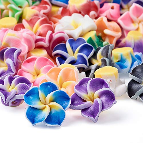 Craftdaady 200 Stück Polymer-Ton, 5 Blätter, Blumen-Abstandhalter, lose Perlen, 12 mm, 3D-Blume, Plumeria-Perlen für DIY-Schmuckherstellung von Craftdady