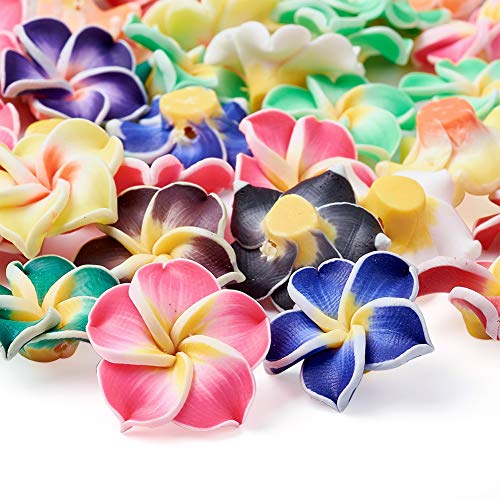 Craftdaady 200 Stück Polymer-Ton, 5 Blütenblätter, lose Perlen, 20 mm, 3D-Blume, Plumeria-Perlen für DIY-Schmuckherstellung von Craftdady