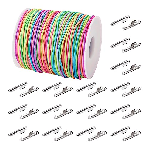 Craftdady 1,5 mm elastische Schnur 76,55 Yard Segment gefärbt Stretch Runde String elastische Schleife mit Metallwiderhaken Barbed Fastener für Crafting Buch Bindung von Craftdady