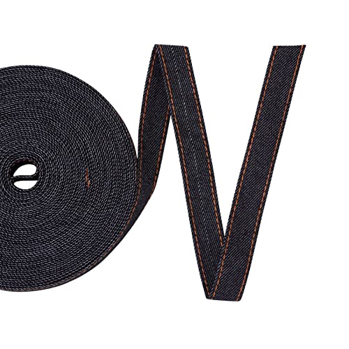 Craftdady 10,9 Yard Stitch Denimband 1,6 cm Breite Layering Jeans Stoff Schleifen Trim Retro Band zum Nähen Kleidung Haarspange DIY Handwerk Schwarz von Craftdady