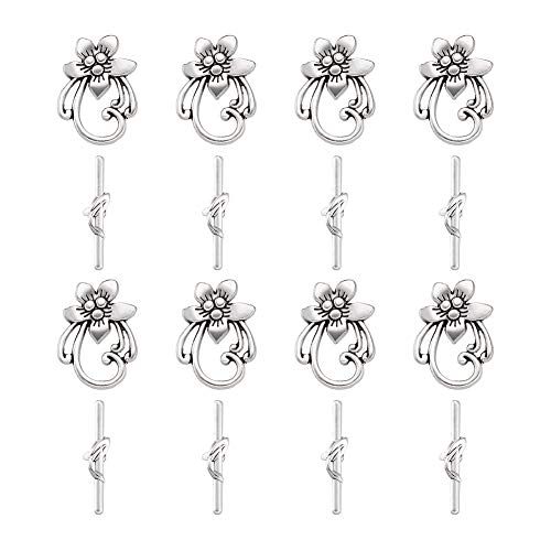 Craftdady 10 Sets Blumen-Knebelverschlüsse Tibetanisches Silber Knebelverschluss Schmuckverschluss Halskette Fang für Bastelarbeiten Armbänder Schmuckherstellung von Craftdady