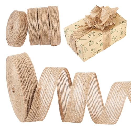 Craftdady 10 m natürliche geflochtene Jutebänder, 20 mm, gestreift, Jute-Schnur, für Schmuckherstellung, Geschenkverpackung, Party, Heimdekoration, Herbsthandwerk von Craftdady