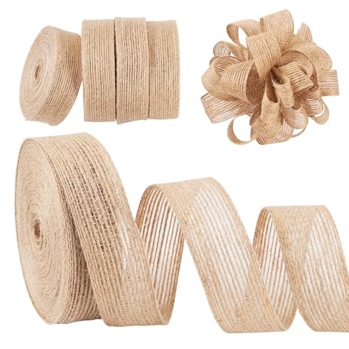 Craftdady 10 m natürliche geflochtene Jutebänder, 25 mm, gestreift, Jute-Schnur, für Schmuckherstellung, Geschenkverpackung, Party, Heimdekoration, Herbsthandwerk von Craftdady