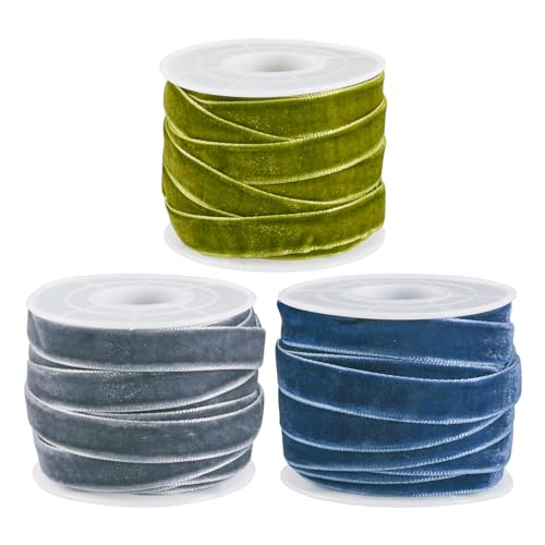 Craftdady 10 mm dünnes Samtband, 10 mm, für Schleifen, Geschenkverpackungen, Nähen, Hochzeitsdekoration, 3 Farben, 27,7 m von Craftdady