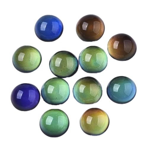 Craftdady 100 Stück 10 mm halbrunde Kristallglas-Stimmungs-Cabochons, Temperaturerkennung, Farbwechsel, flache Rückseite, Cabochon-Perlen für Anhänger, Schmuck, Basteln von Craftdady