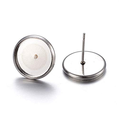 Craftdady 100 Stück Edelstahl-Ohrstecker, Cabochon-Fassung, Pfosten, Schale, Ohrringrohlinge, passend für 10 mm von Craftdady