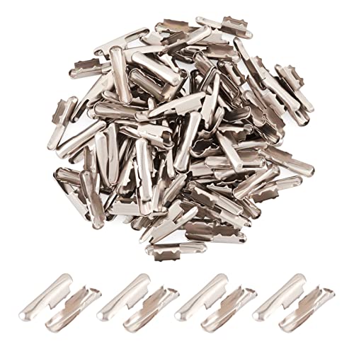 Craftdady 100 Stück Metallhaken Kordelend-Crimpen Eisenrohr halbe Abdeckung Crimp-Endkappen Platin 16 x 3,2 mm für Schmuckherstellung von Craftdady