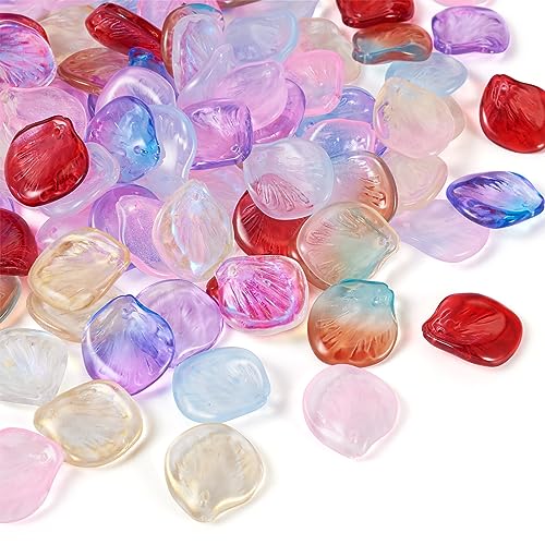 Craftdady 100 Stück handgefertigte Lampwork-Perlen mit Farbverlauf, Großpackung, Petalin-Glasperlen, Blütenblatt-Perlen für Schmuckherstellung, DIY, Ohrringe, Halsketten, Handwerk, Loch: 1 mm von Craftdady