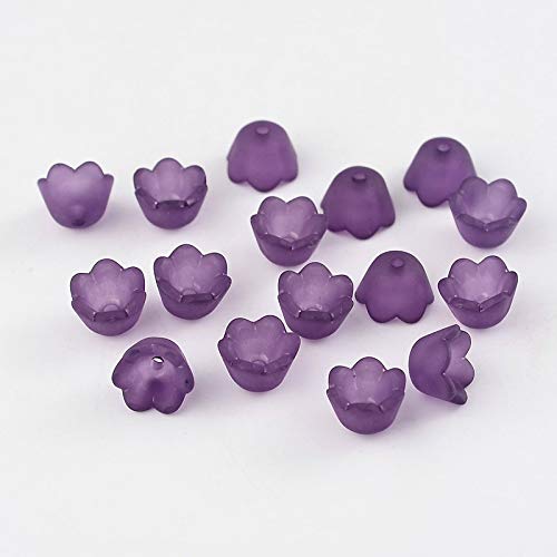 Craftdady 100 Stück mattierte Blumen-Perlenkappen Tulpe Floral Endkappe Matte für Schmuckherstellung DIY Handwerk Heimdekoration Lila von Craftdady