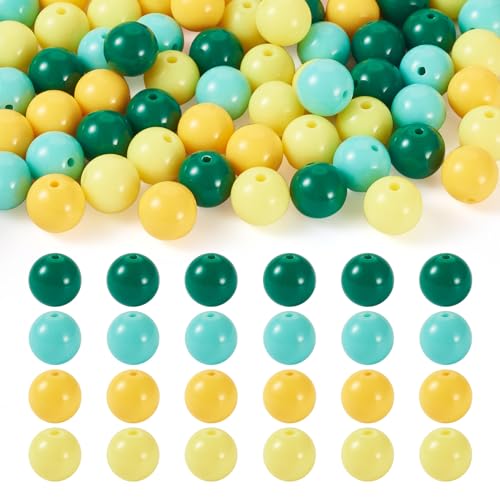 Craftdady 100 Stück undurchsichtige Acrylperlen, rund, dunkelgrün, rund, Kaugummi-Perlen, bunte Kunststoffperlen, lose Kunststoffperlen, 11,5–12 mm, für Bastelarbeiten, Armbänder, Ohrringe, von Craftdady