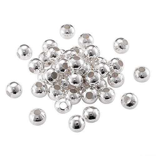 Craftdady Abstandshalter, versilbertes Metall, rund, 10 mm, winzige, glatte Rondelle, lose Perlen, Charms für Schmuckherstellung, 4 mm großes Loch, 100 Stück von Craftdady