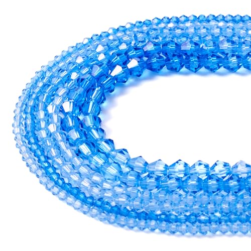 Craftdady 12 Stränge, 3 mm, 4 mm, 6 mm, Doppelkegel, Kristall-Armbandperlen, facettierte Bastelperlen, blaue Glasperlen, Farbverlauf, lose Abstandshalter, Perlen für DIY-Ohrringe, Schmuckherstellung von Craftdady