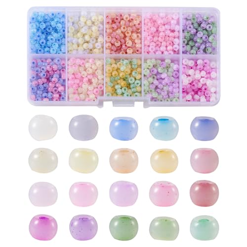 Craftdady 1500 Stück 4 mm handgefertigte Lampwork-Perlen 6/0 Mini Rondelle Farbverlauf Farbe Glasabstandshalter Perlen für Schmuckherstellung DIY Halskette Armband Handwerk Loch: 1 mm von Craftdady