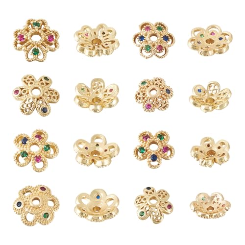 Craftdady 16 Stück Messing Zirkonia Blume Perlenkappen Gold filigrane Perlen Endkappen Metall Abstandshalter Perlenkappe Schmuckkappen für Armband Ohrringe Schmuckherstellung Craftdady 16 Stück Messing Zirkonia Blume Perlenkappen Gold filigrane Perlen Endkappen Metall Abstandshalter Perlenkappe Schmuckkappen für Armband Ohrringe Schmuckherstellung von Craftdady