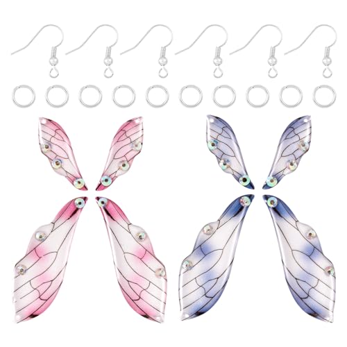 Craftdady 16 Stück transparente Harz-Flügel-Anhänger, Schmetterlings-Charms mit Ohrringhaken, Sprungring für DIY baumelnde Ohrringe, Schmuckherstellung, Halskette, Armband Kit von Craftdady