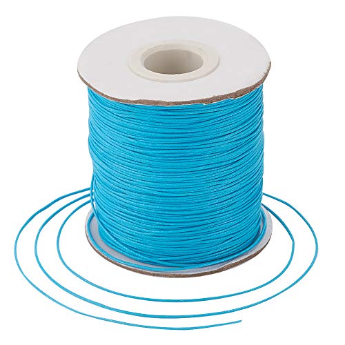 Craftdady 160 Meter geflochtene gewachste Kordel, 0,5 mm Kunstleder-Polyester-gewachste Schnur für die DIY-Halsketten-Armband-Schmuckherstellung, DeepSkyBlue von Craftdady