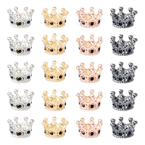 Craftdady 20 Stück King Queen Crown Perlen Krone Strass Spacer Perlen Legierung Europäische Großloch Perlen Handarbeit, lose Perlen, Verbindungs-Charm-Perlen 11,5 mm für DIY Armband Schmuckherstellung von Craftdady