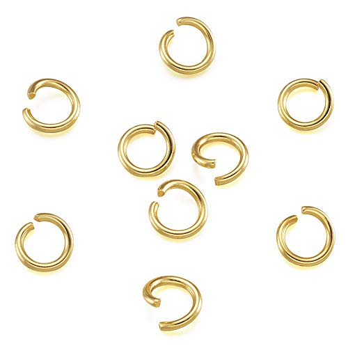 Craftdady 200 Stück Edelstahl-Binderinge, 6 mm, starkes Metall, offen, goldener Verbindungsring für Schmuck, Halsketten, Ohrringe, Bastelarbeiten von Craftdady