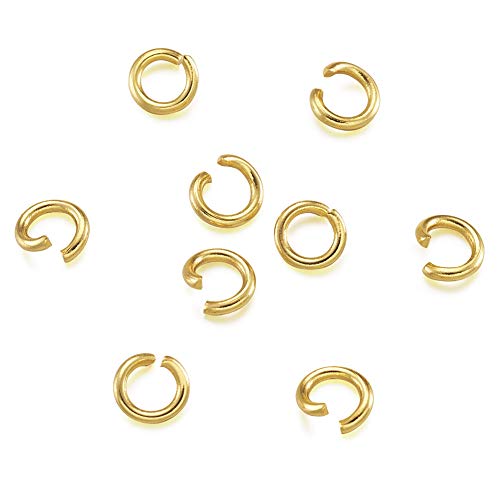 Craftdady 200 Stück Edelstahl Biegeringe 5 mm starkes Metall offene goldene Verbindungsringe für Schmuck Halskette Ohrring Handwerk Herstellung von Craftdady