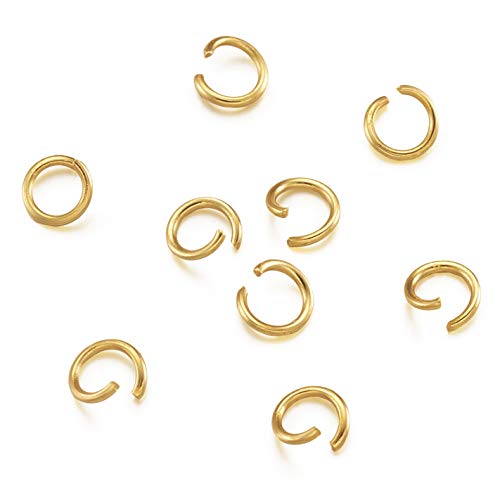 Craftdady 200 Stück Edelstahl Biegeringe 5 mm starkes Metall offene goldene Verbindungsringe für Schmuck Halskette Ohrring Handwerk Herstellung von Craftdady