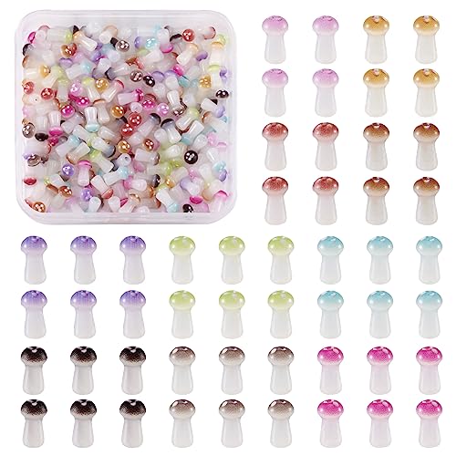 Craftdady 200 Stück Pilz-undurchsichtige Glasperlen, lose Mini-Lampwork-Perlen, bunte Kristall-Abstandshalter-Perlen für Schmuckherstellung, DIY, Armband, Ohrringe, Basteln, Loch: 1 mm von Craftdady