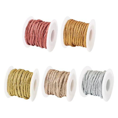 Craftdady 22,7 m Polyester-Goldmetallic-Kordel, 3 mm, rund, metallisch, Ornamentschnur, geflochtener Draht für Weihnachten, hängende Dekoration, Bastelkarten, Geschenkverpackungen von Craftdady