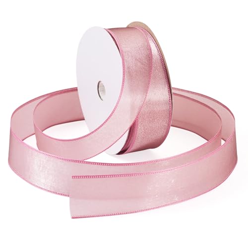 Craftdady 25 mm transparentes Polyesterband, doppelseitig, Satinband, hellviolett, Stoff, Tüllband für Geschenkverpackungen, Hochzeitskleider, Schleifen, Schmuckherstellung von Craftdady