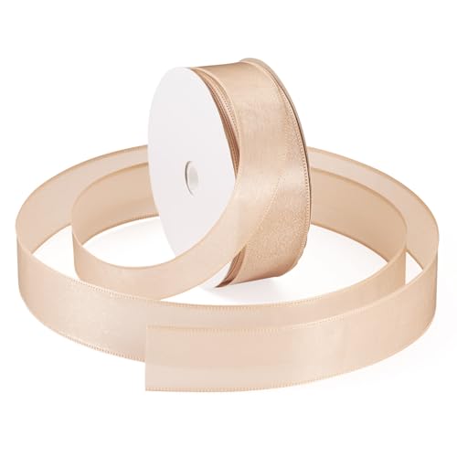 Craftdady 25 mm transparentes Polyesterband, doppelseitiges Satinband, Burlywood-Stoff, Tüllband zum Verpacken von Geschenken, Hochzeitskleidern, Schleifen, Schmuckherstellung von Craftdady