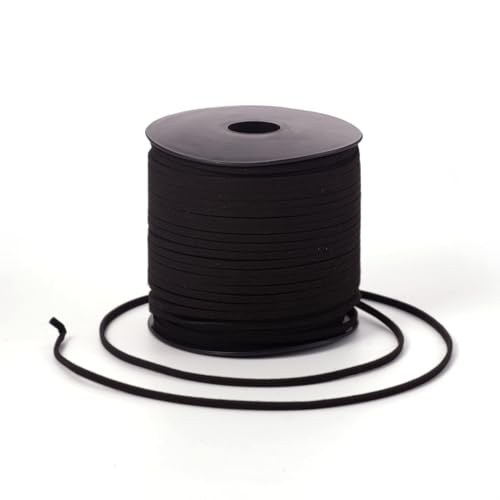 Craftdady 3 mm schwarze Kunstwildleder-Spitze-Schnur, weiches Perlenband, Samtbänder für Armband, Halskette, Kopfschmuck, Schmuckherstellung, Geschenkverpackung, Zubehör, 98 Meter von Craftdady