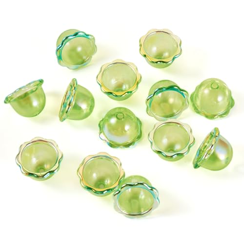 Craftdady 30 Stück Blumen-Perlenkappen für Ohrringe, grüne Acryl-Blumen-Endkappen für Armbänder, niedliche Blumen, lose Abstandshalter, 24 x 15,5 mm, für Bastelarbeiten, Schlüsselanhänger Craftdady 30 Stück Blumen-Perlenkappen für Ohrringe, grüne Acryl-Blumen-Endkappen für Armbänder, niedliche Blumen, lose Abstandshalter, 24 x 15,5 mm, für Bastelarbeiten, Schlüsselanhänger von Craftdady
