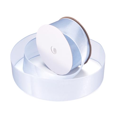 Craftdady 38 mm transparentes Polyesterband, doppelseitiges Satinband, hellblau, Stoff, Tüllband für Geschenkverpackungen, Hochzeitskleider, Schleifen, Schmuckherstellung von Craftdady