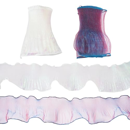 Craftdady 4 Meter Polyester-Band, plissiert, Meerjungfrauen-Farbe, Organza-Besatz, gerüschte Spitze, Tüll, für selbstgemachte dekorative Kleidung, 11,4 cm von Craftdady