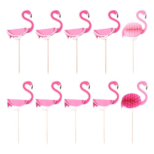 Craftdady 50 Stück Flamingo-Papier-Kuchenaufsätze, Kucheneinsatzkarten, Cupcake-Topper für Jahrestag, Party, Geburtstag, Kuchendekoration von Craftdady