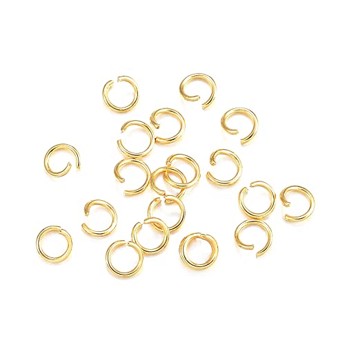 Craftdady 500 Stück Edelstahl Biegeringe 4 mm Bulk Metall Offene Goldene Gliederringe Verbinder für Schmuck Halskette Ohrring Handwerk Herstellung von Craftdady