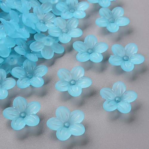 Craftdady 500 g mattierte Blumen-Perlenkappen, Anhänger, florale matte Acryl-Perlenkappe zum Basteln von Schmuck, Armbändern, Halsketten, Ohrringen, Himmelblau von Craftdady