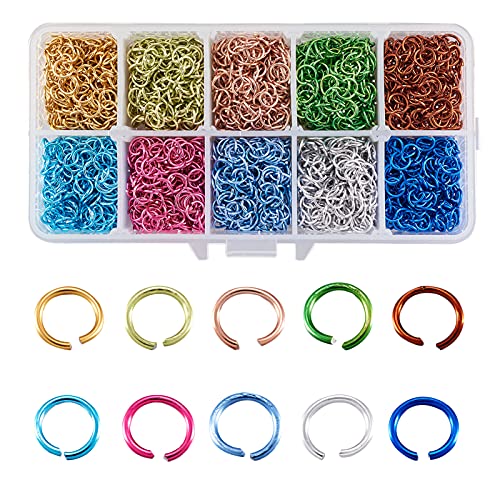 Craftdady 5050 Stück 10 Farben offene Biegeringe 6 mm runde Biegeringe Verbinder mit Box für DIY Schmuckherstellung von Craftdady