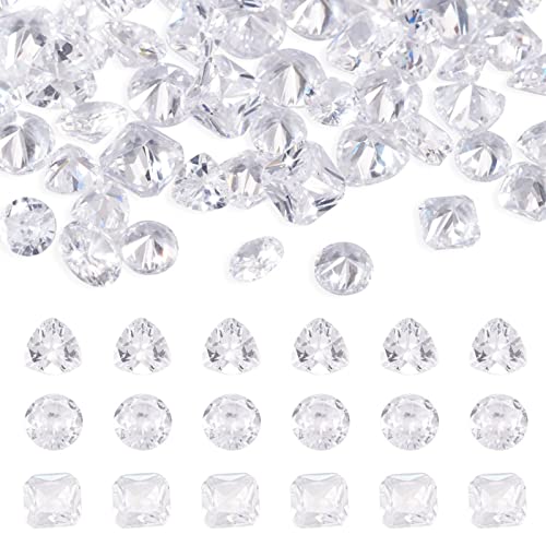 Craftdady 60 Stück klare Zirkonia-Perlen CZ Strass Cabochons facettiert 3 Stile Charms Kristall Diamant für Halskette Schmuckherstellung Haarnadel von Craftdady