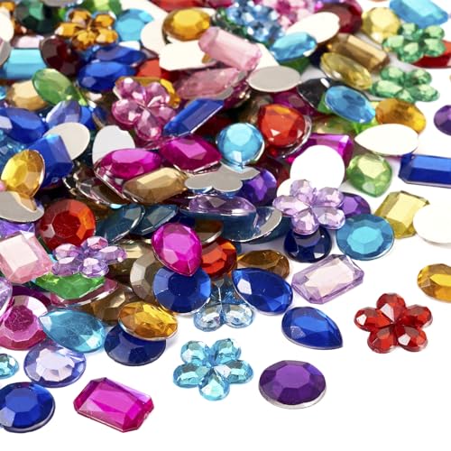 Craftdady 600 Stück Acryl-Strass-Cabochons mit flacher Rückseite, Kristall-Edelstein-Cabochons, verschiedene Formen für Kleidung, Accessoires, Schmuckherstellung, Nagelkunst von Craftdady