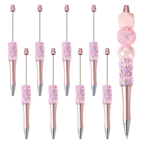 Craftdady 8 Stück Stern-Paillettenpress-Kugelschreiber, Bulk-Kugelschreiber, Schaft, Perlenstifte, Flamingo für DIY, personalisierter Stift mit Schmuckperlen, Pin: 1,7 mm von Craftdady