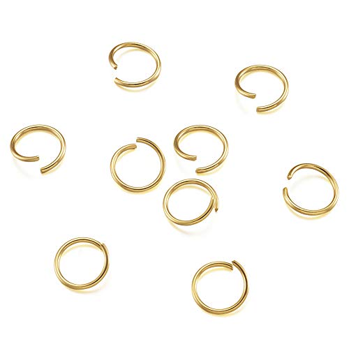 Craftdady Binderinge aus Edelstahl, 10 mm, starkes Metall, offen, goldener Verbindungsring für Schmuck, Halsketten, Ohrringe, Basteln, 200 Stück von Craftdady