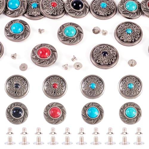 Craftdady Dekorative Nieten aus Legierung mit Schrauben, flach, rund, Türkisimitat, Schnalle, 2 mm Loch, Vintage-Edelstein-Verschluss für Geldbörsen, Taschen, Lederhandwerk, Dekoration, Rotguss, 16 Craftdady Dekorative Nieten aus Legierung mit Schrauben, flach, rund, Türkisimitat, Schnalle, 2 mm Loch, Vintage-Edelstein-Verschluss für Geldbörsen, Taschen, Lederhandwerk, Dekoration, Rotguss, 16 von Craftdady