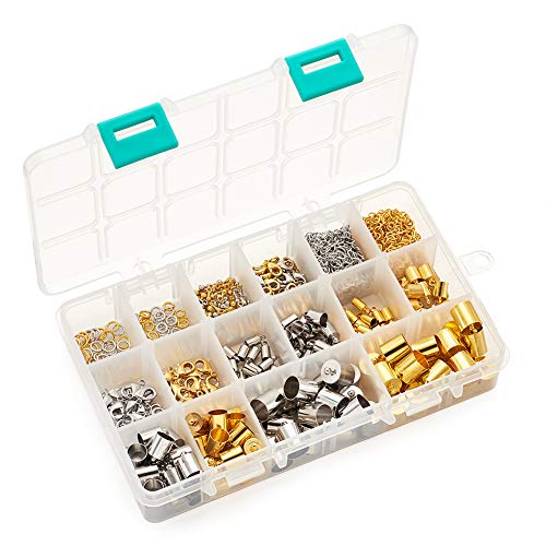 Craftdady Endkappen zum Einkleben, 480 Stück, 4 Größen, Edelstahl, Leder, Quaste, Schnallen-Endspitzen mit Biegeringen, Karabinerverschluss, Verlängerungskette für Schmuckherstellung (3–9 mm Craftdady Endkappen zum Einkleben, 480 Stück, 4 Größen, Edelstahl, Leder, Quaste, Schnallen-Endspitzen mit Biegeringen, Karabinerverschluss, Verlängerungskette für Schmuckherstellung (3–9 mm von Craftdady