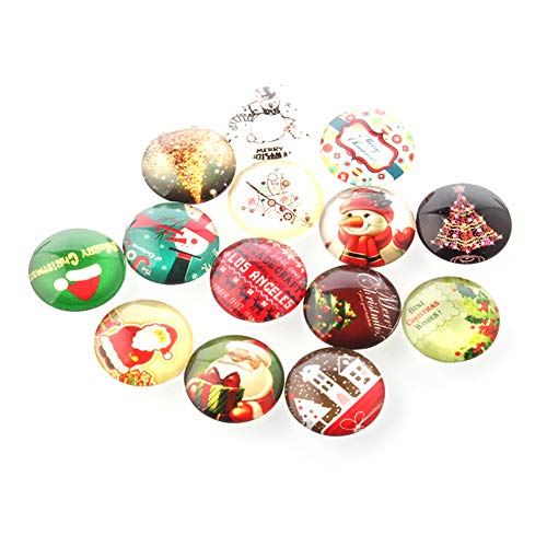 Craftdady Glas-Cabochon mit Weihnachtsmotiv, rund, 12 mm, für Weihnachtsfotos, Glas-Cabochons, für Schmuckherstellung, 200 Stück von Craftdady