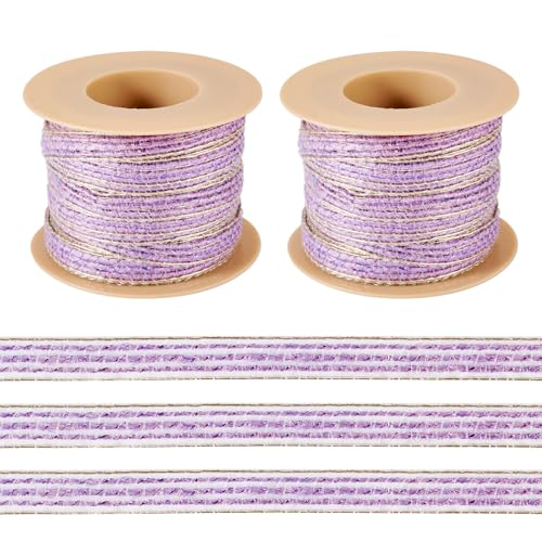 Craftdady Glitzerndes Juteband, 6,5 mm, natürliches Juteband, Sackleinenband mit Spule, dunkle Orchidee, für Blumenstrauß, Verpackung, Geschenkverpackung, Schleifenherstellung, 10 m von Craftdady